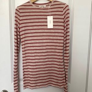 Vince soft rose red stripped top small new